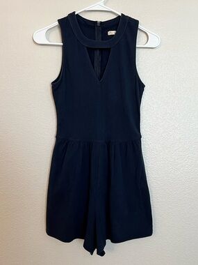 Hollister Womens Navy Sleeveless Keyhole Romper | Size XS